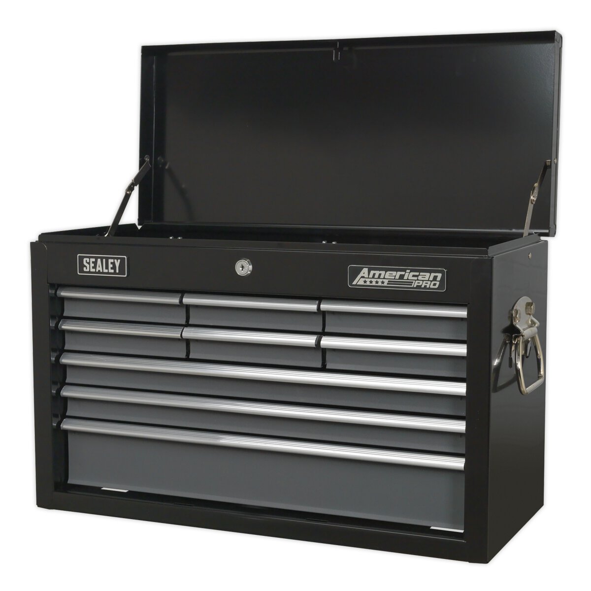 Topchest 9 Drawer with Ball Bearing Slides - Black/Grey