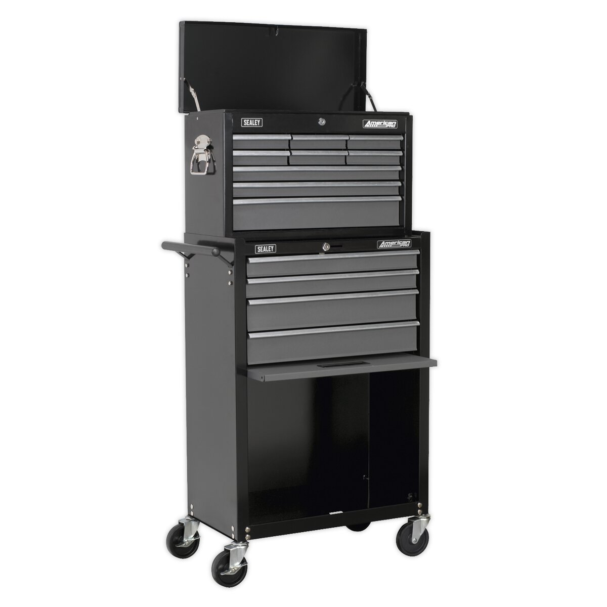 Topchest & Rollcab Combination 13 Drawer with Ball Bearing Slides - Black/Grey