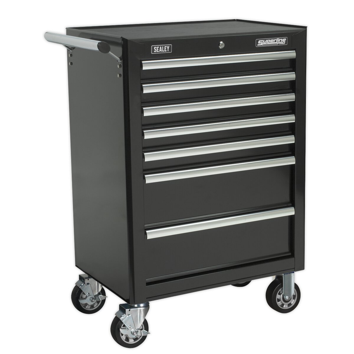 Rollcab 7 Drawer with Ball Bearing Slides - Black