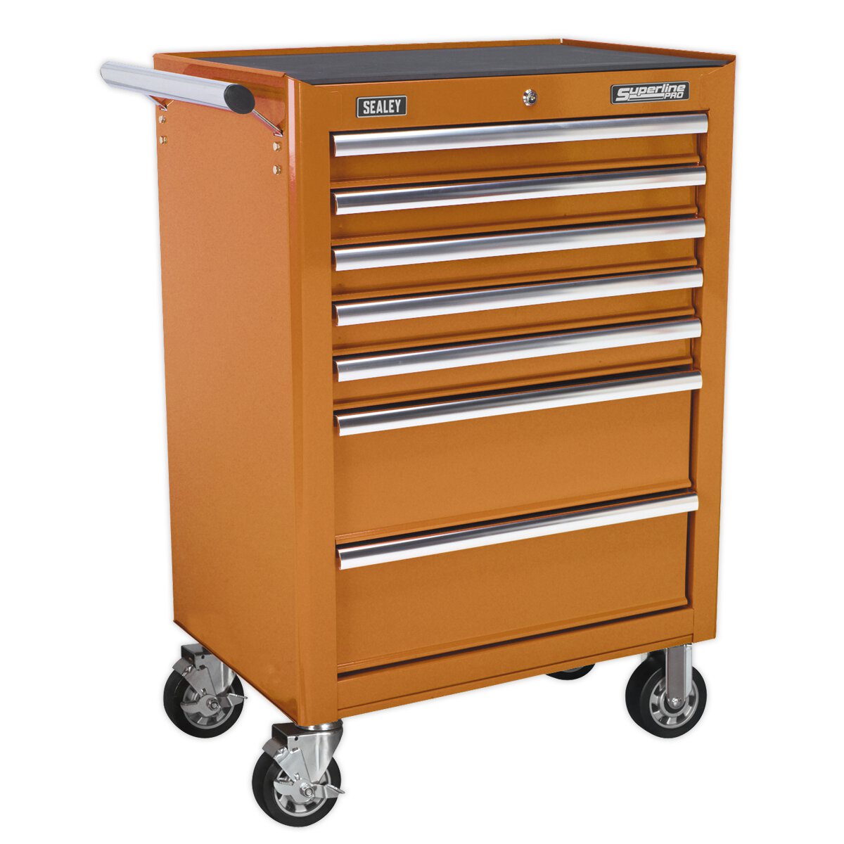 Rollcab 7 Drawer with Ball Bearing Slides - Orange
