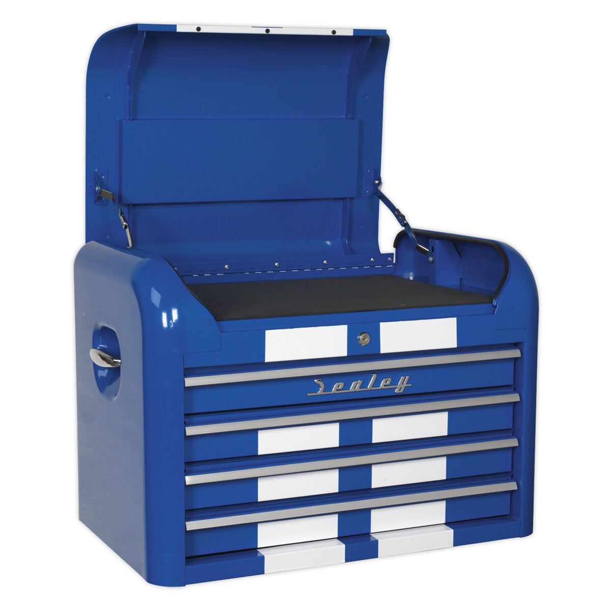 Topchest 4 Drawer Retro Style - Blue with White Stripes