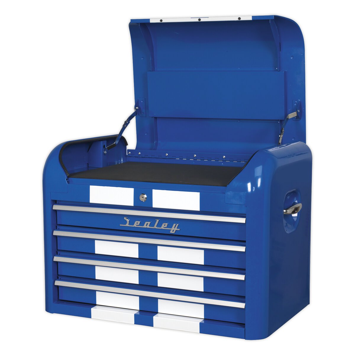 Topchest 4 Drawer Retro Style - Blue with White Stripes