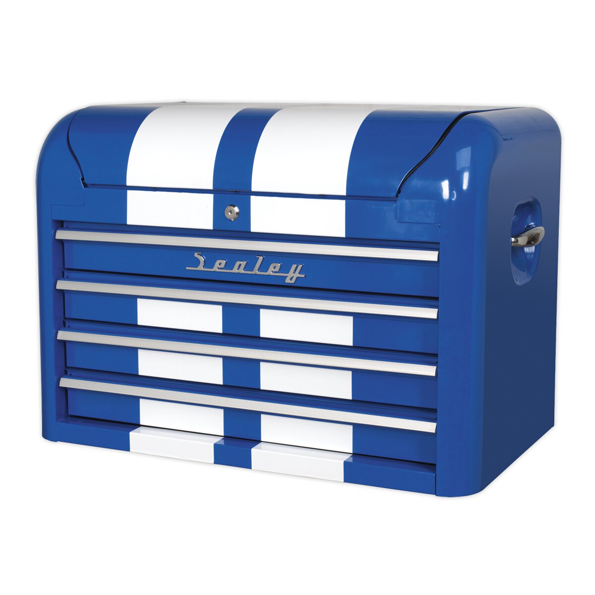 Topchest 4 Drawer Retro Style - Blue with White Stripes