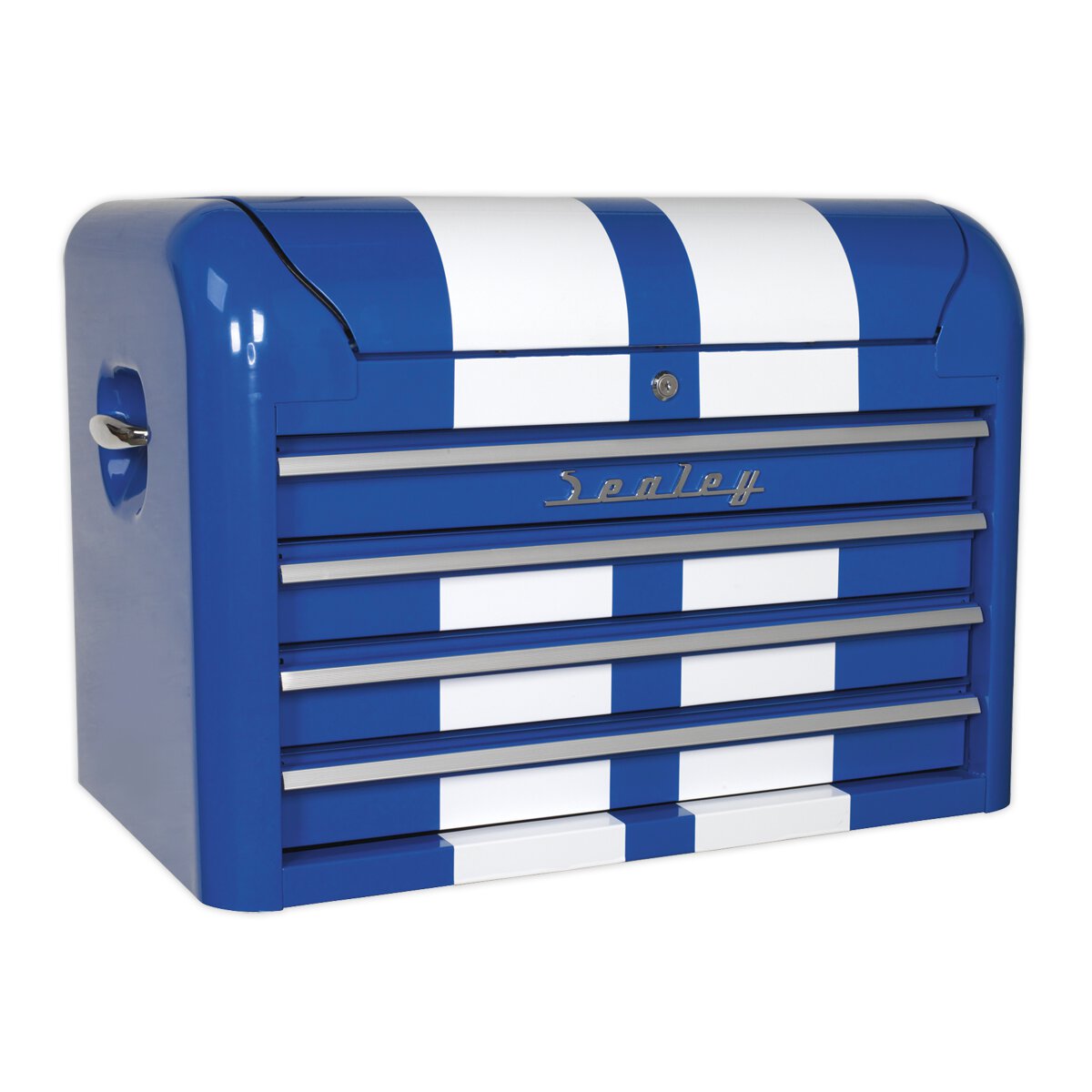 Topchest 4 Drawer Retro Style - Blue with White Stripes