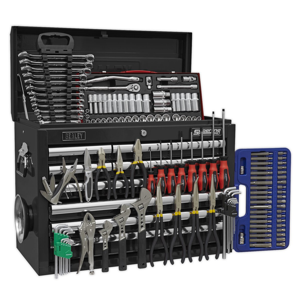 Topchest 10 Drawer with Ball Bearing Slides - Black & 139pc Tool Kit