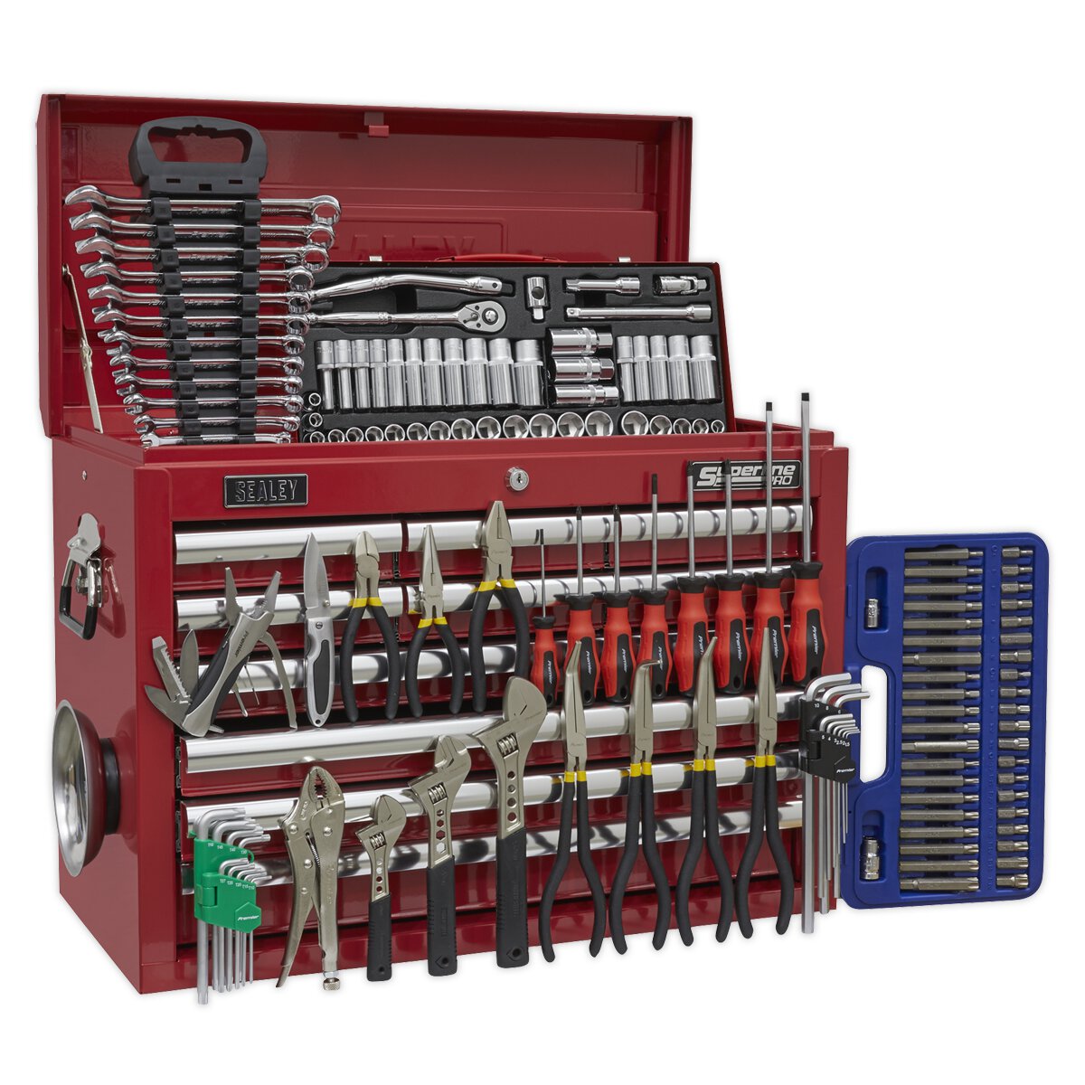 Topchest 10 Drawer with Ball Bearing Slides - Red & 139pc Tool Kit