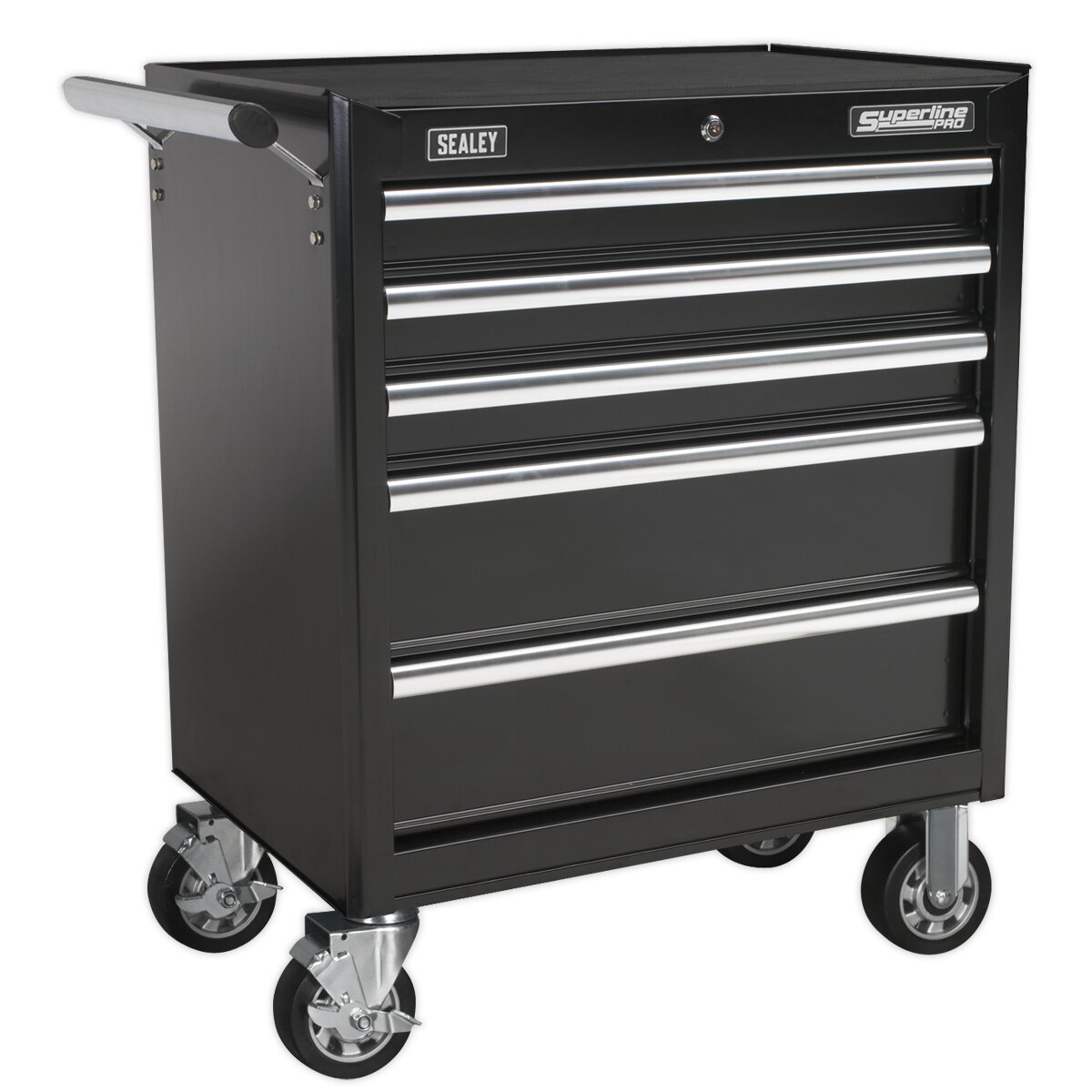 Rollcab 5 Drawer with Ball Bearing Slides - Black