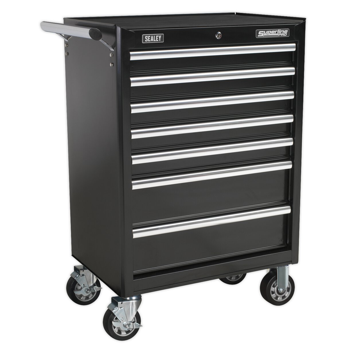 Rollcab 7 Drawer with Ball Bearing Slides - Black