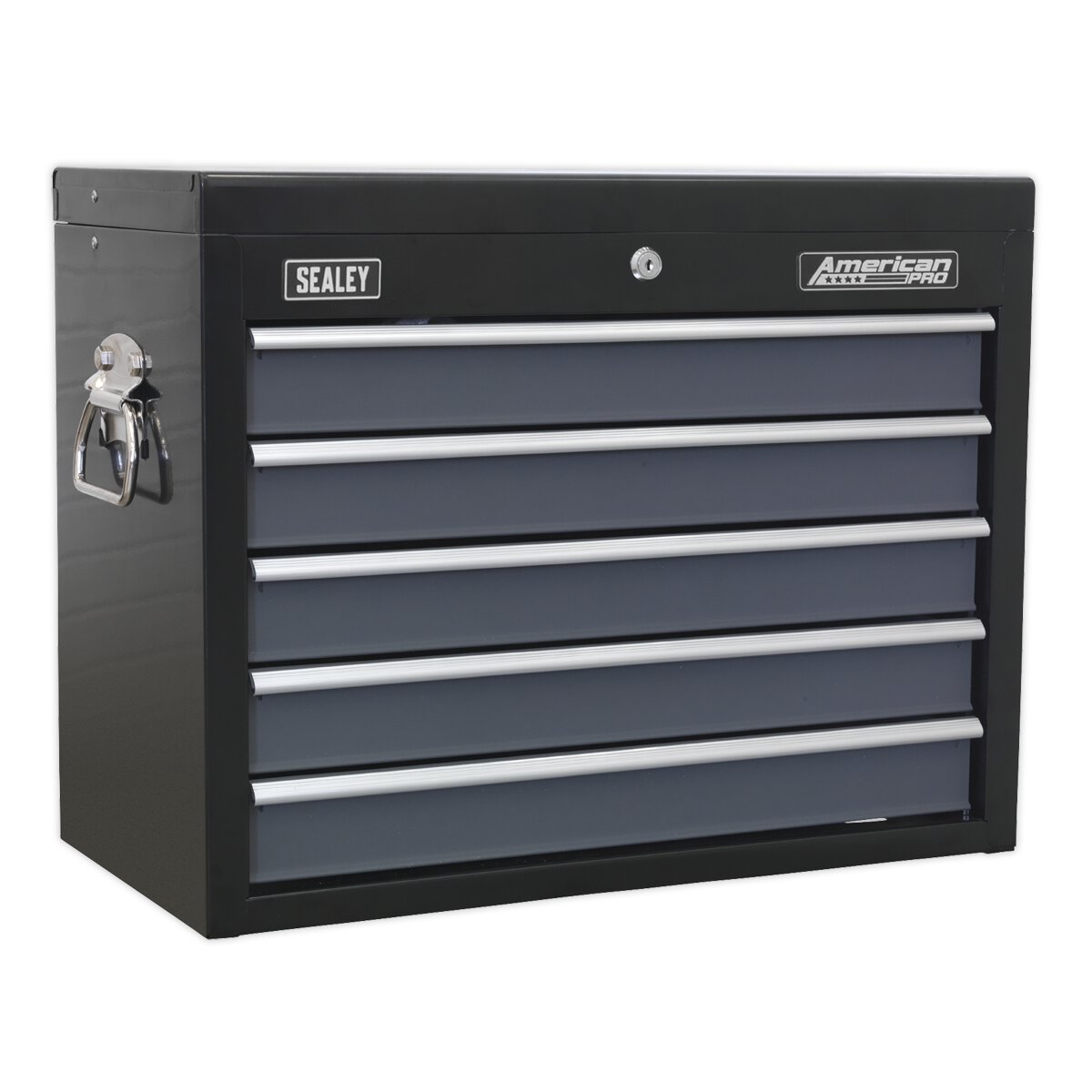 Topchest 5 Drawer with Ball Bearing Slides - Black/Grey