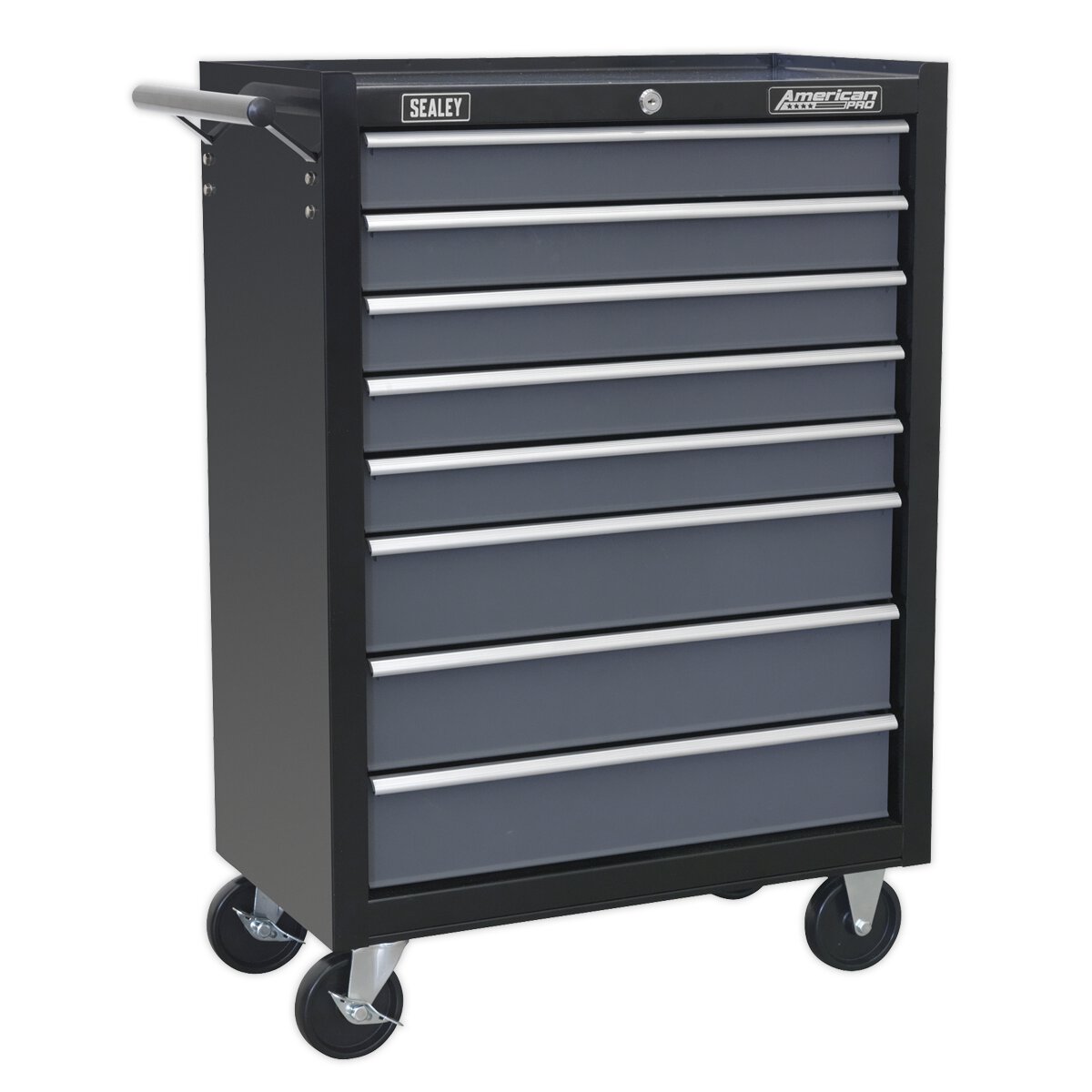 Rollcab 8 Drawer with Ball Bearing Slides - Black/Grey