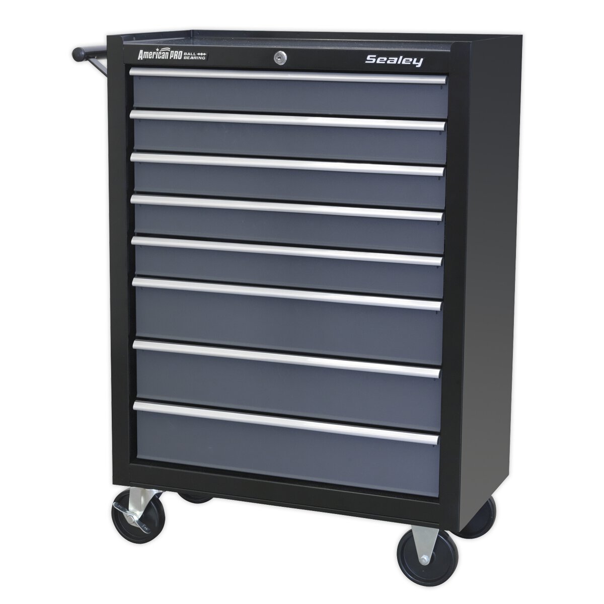 Rollcab 8 Drawer with Ball Bearing Slides - Black/Grey