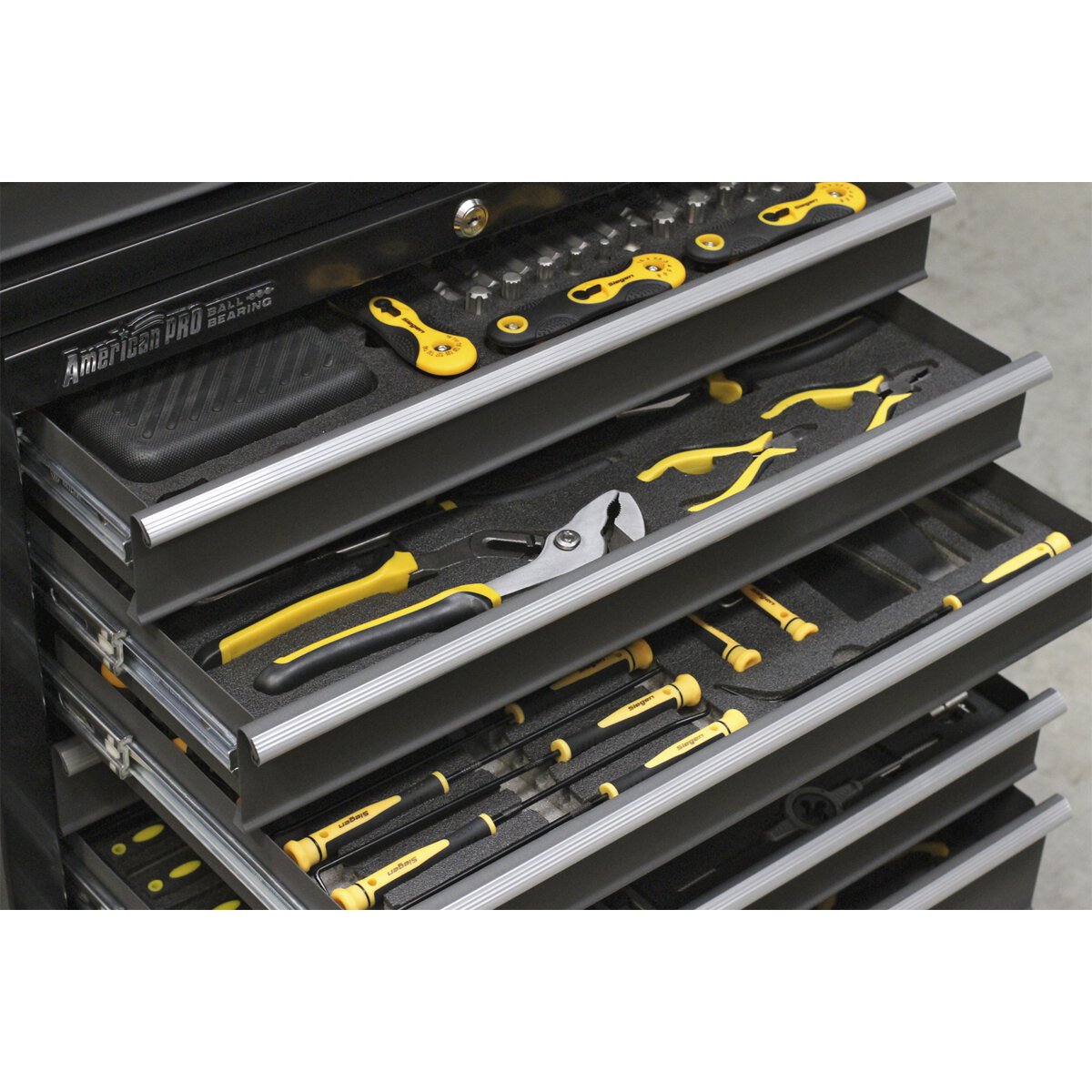 Rollcab 8 Drawer with Ball Bearing Slides - Black/Grey