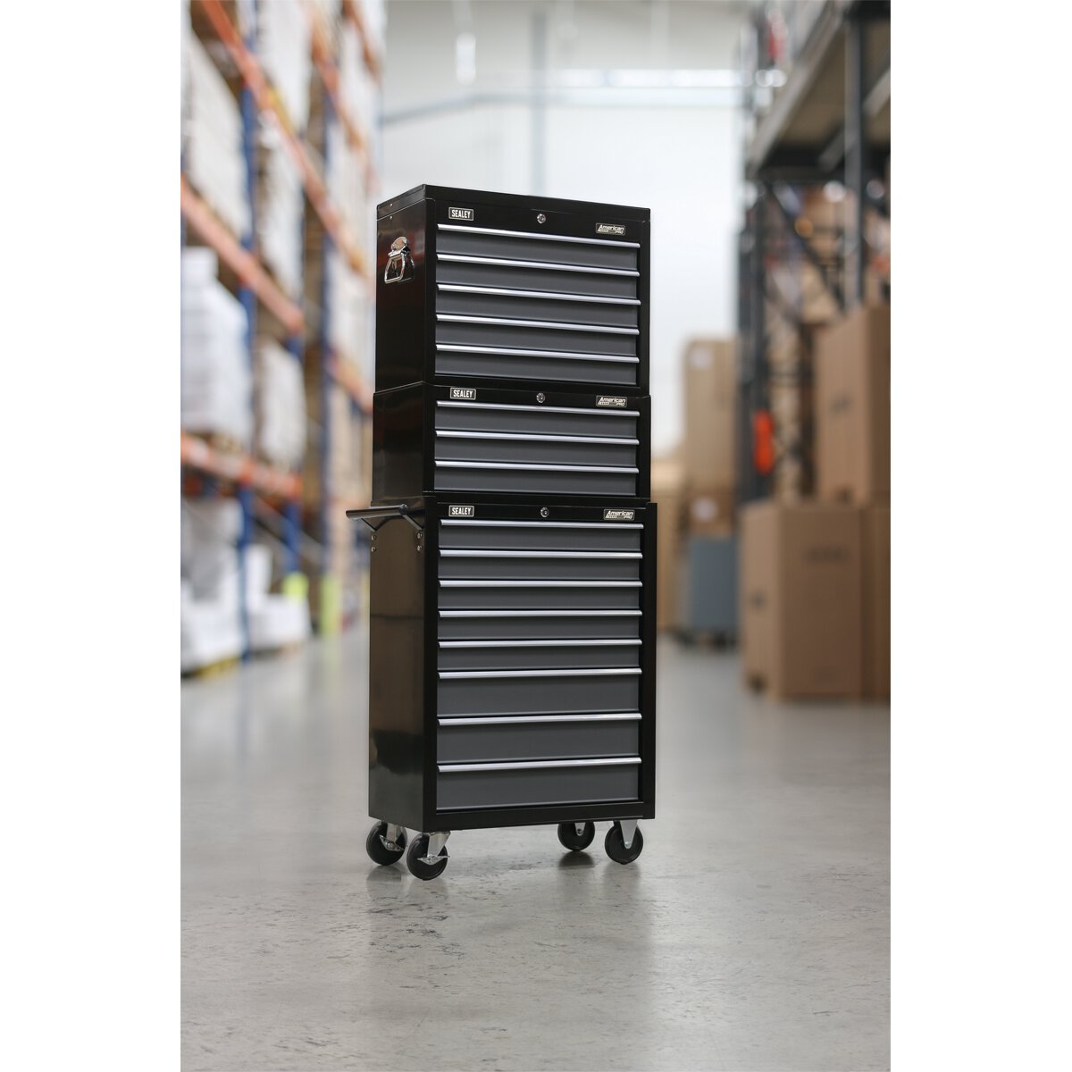 Tool Chest Combination 16 Drawer with Ball Bearing Slides - Black/Grey