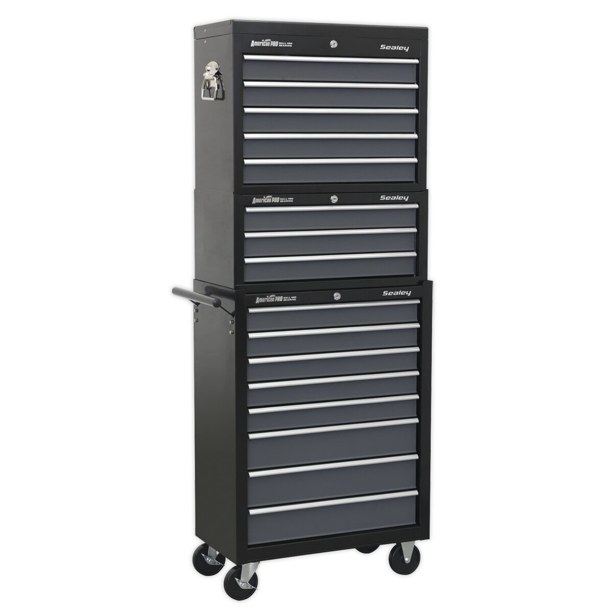 Tool Chest Combination 16 Drawer with Ball Bearing Slides - Black/Grey