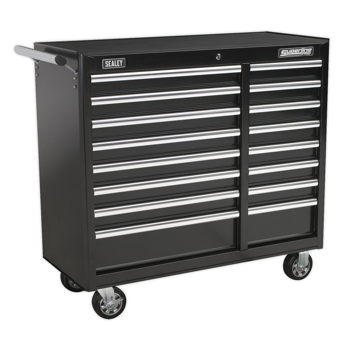 Rollcab 16 Drawer with Ball Bearing Slides Heavy-Duty - Black