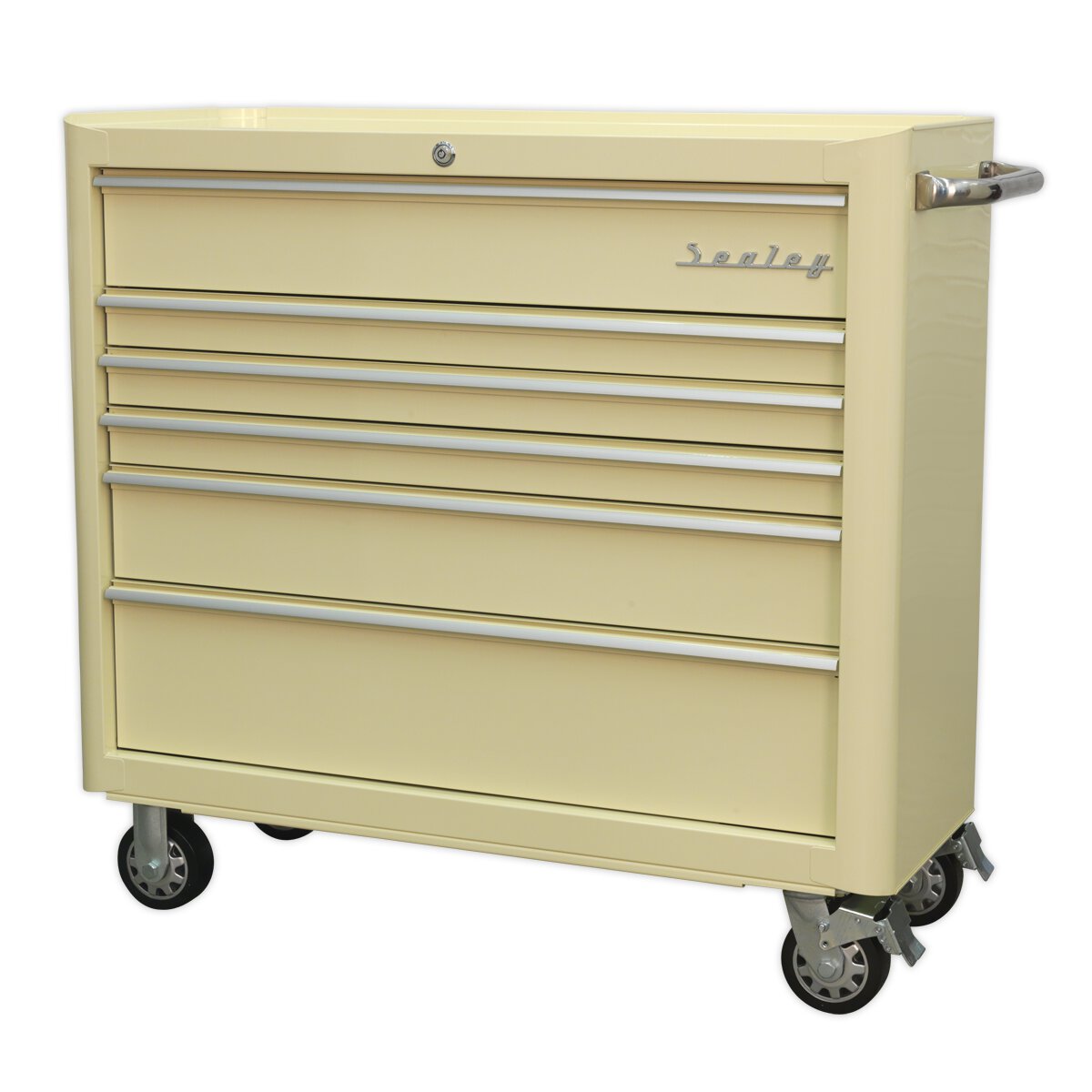 Rollcab 6 Drawer Wide Retro Style - Cream