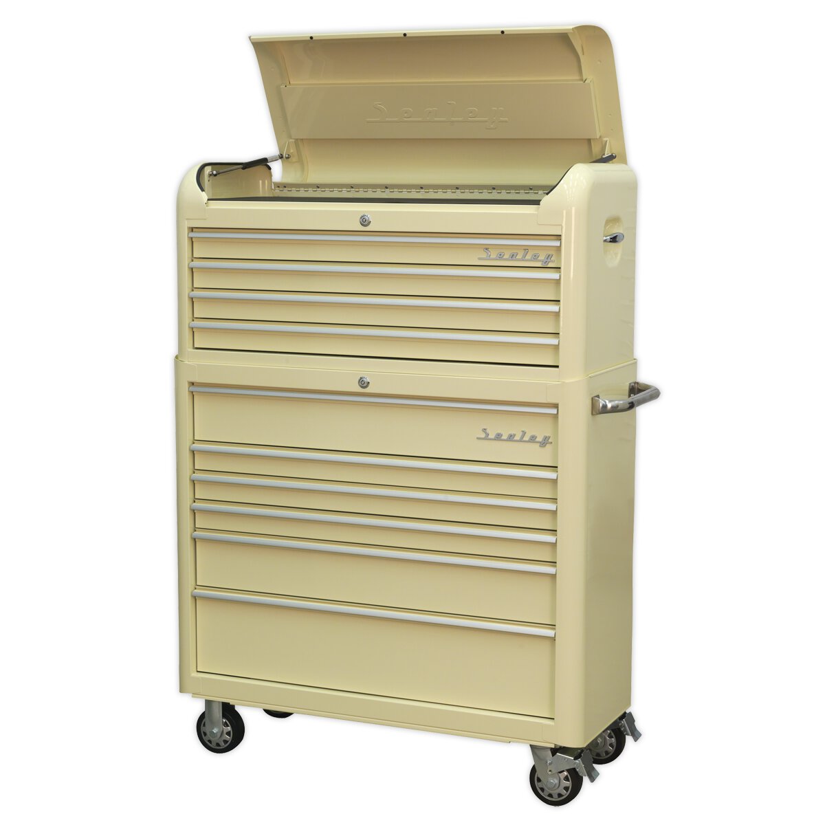 Retro Style Extra Wide Topchest & Rollcab Combination 10 Drawer - Cream