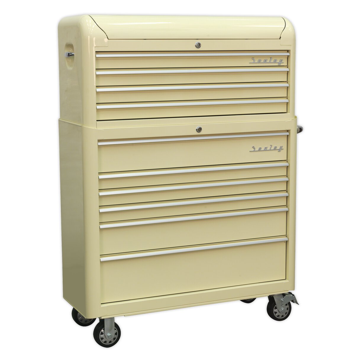 Retro Style Extra Wide Topchest & Rollcab Combination 10 Drawer - Cream