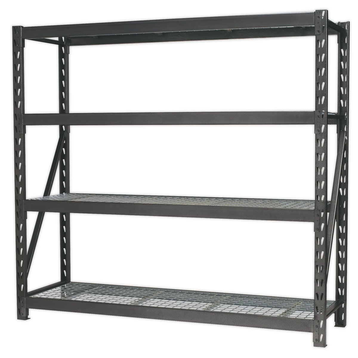 Heavy-Duty Racking Unit with 4 Mesh Shelves 640kg Capacity Per Level 1956mm