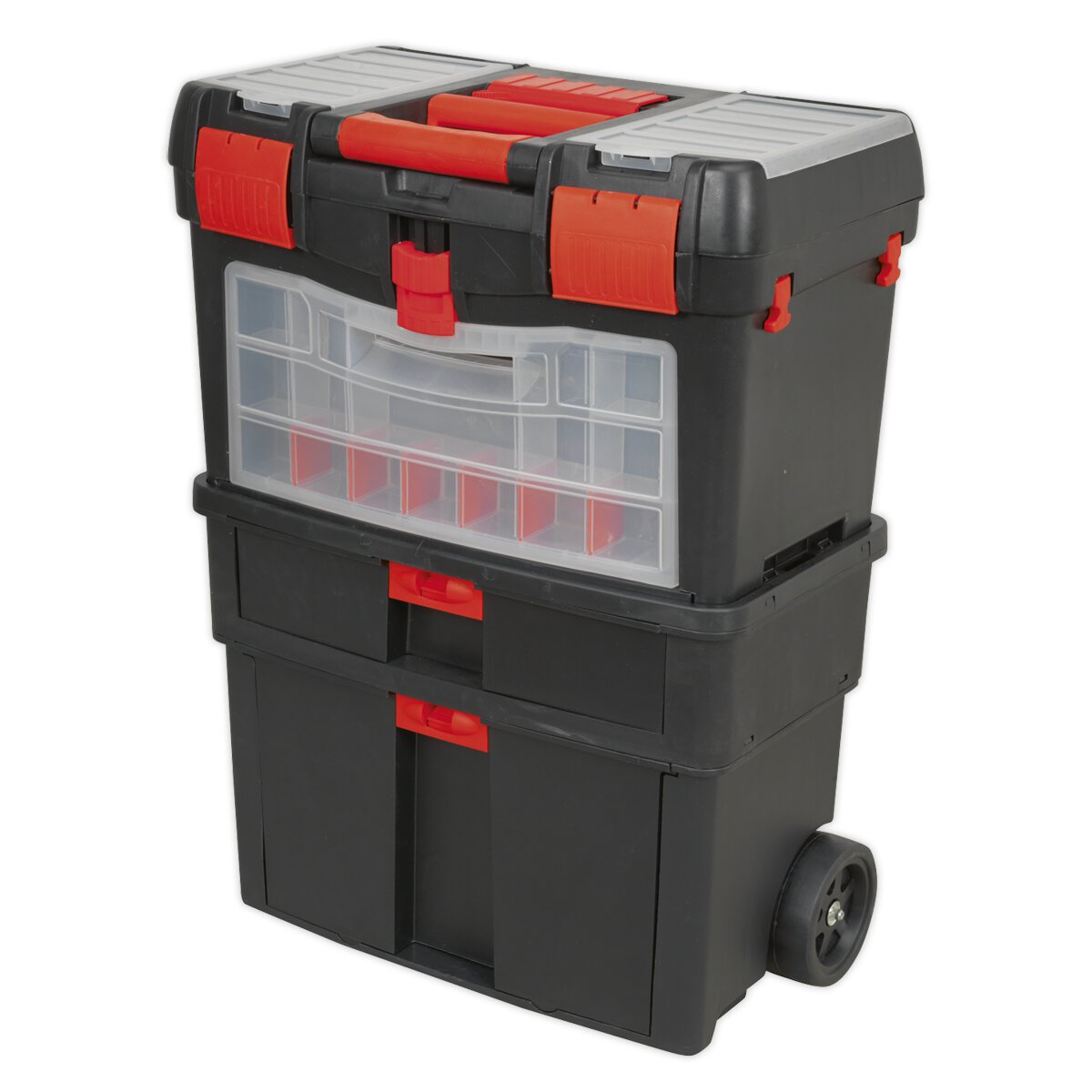 Mobile Toolbox with Tote Tray & Removable Assortment Box