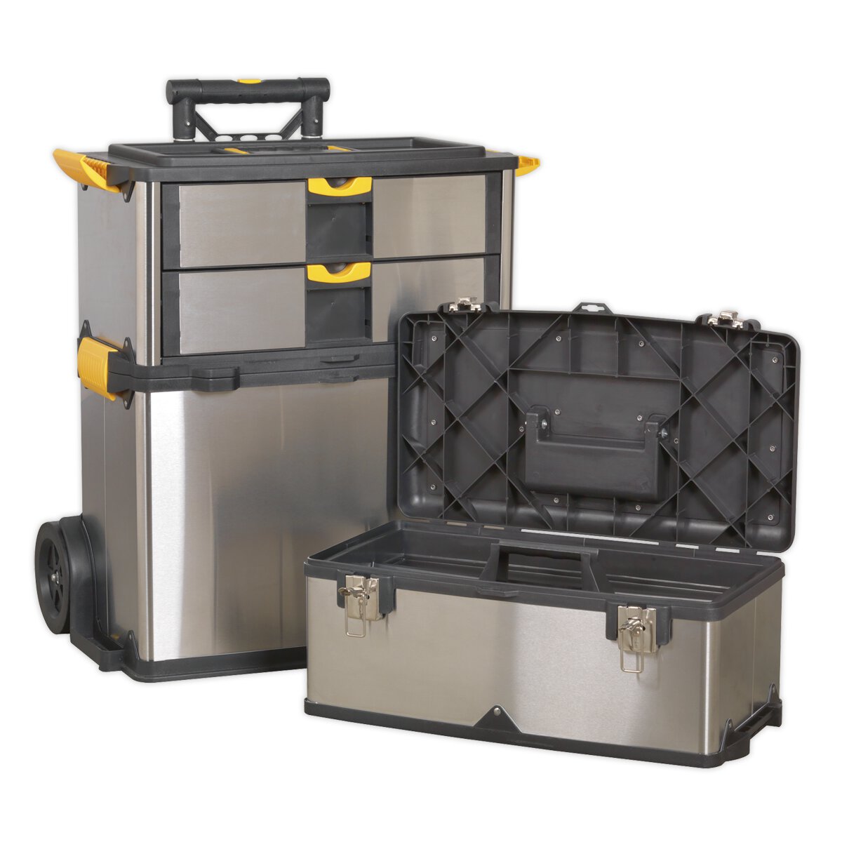 Mobile Stainless Steel/Composite Toolbox - 3 Compartment