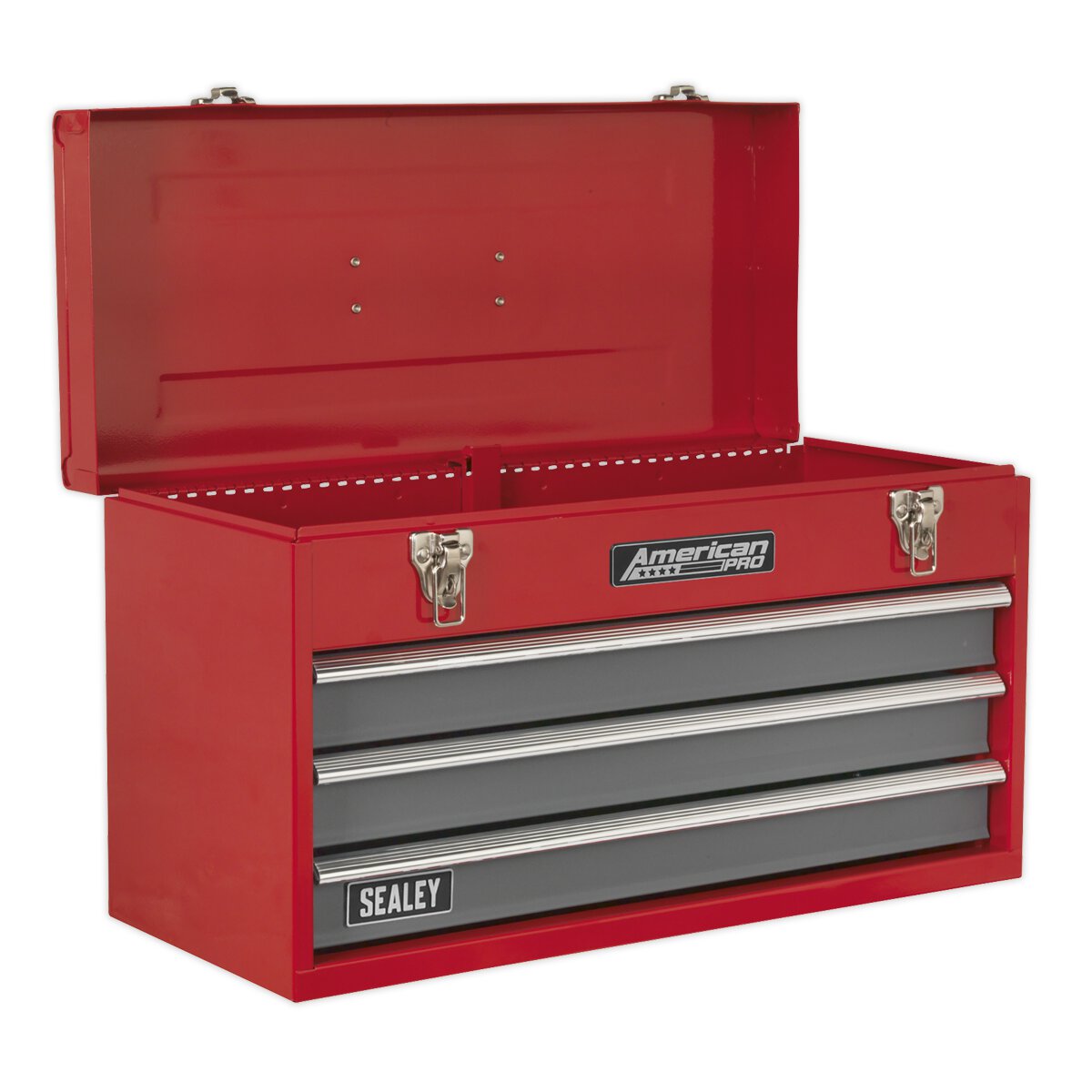 Tool Chest 3 Drawer Portable with Ball Bearing Slides - Red/Grey