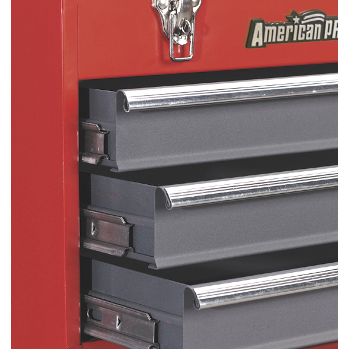 Tool Chest 3 Drawer Portable with Ball Bearing Slides - Red/Grey