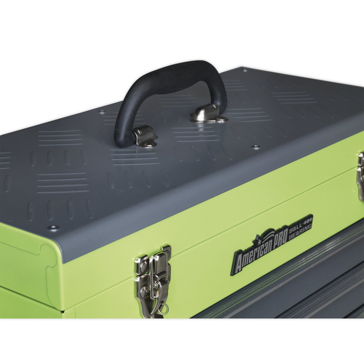 Tool Chest 3 Drawer Portable with Ball Bearing Slides - Hi-Vis Green/Grey