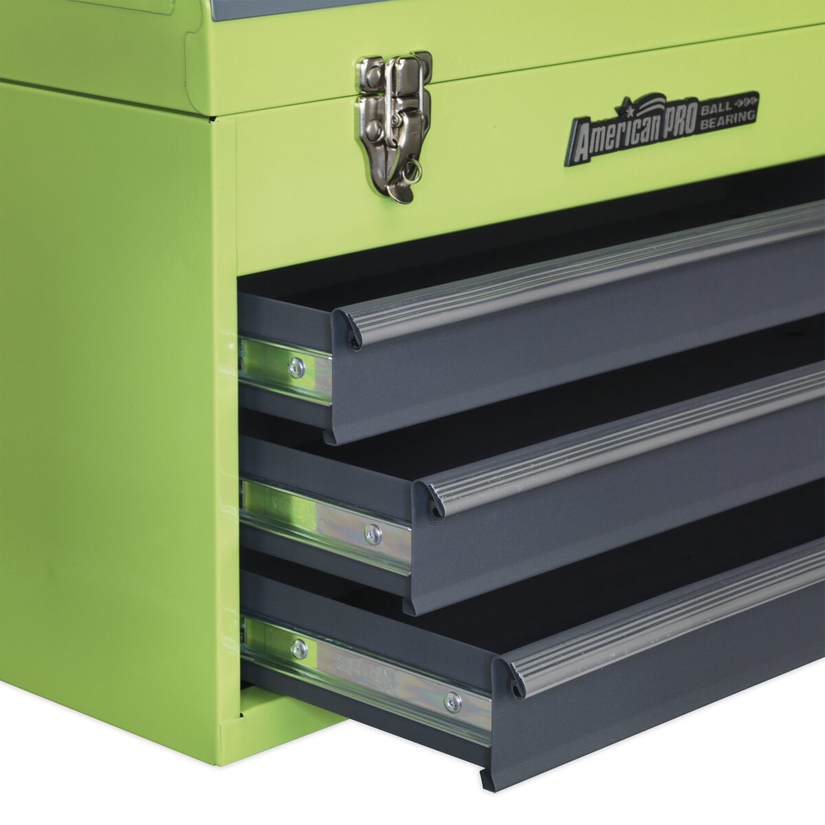 Tool Chest 3 Drawer Portable with Ball Bearing Slides - Hi-Vis Green/Grey