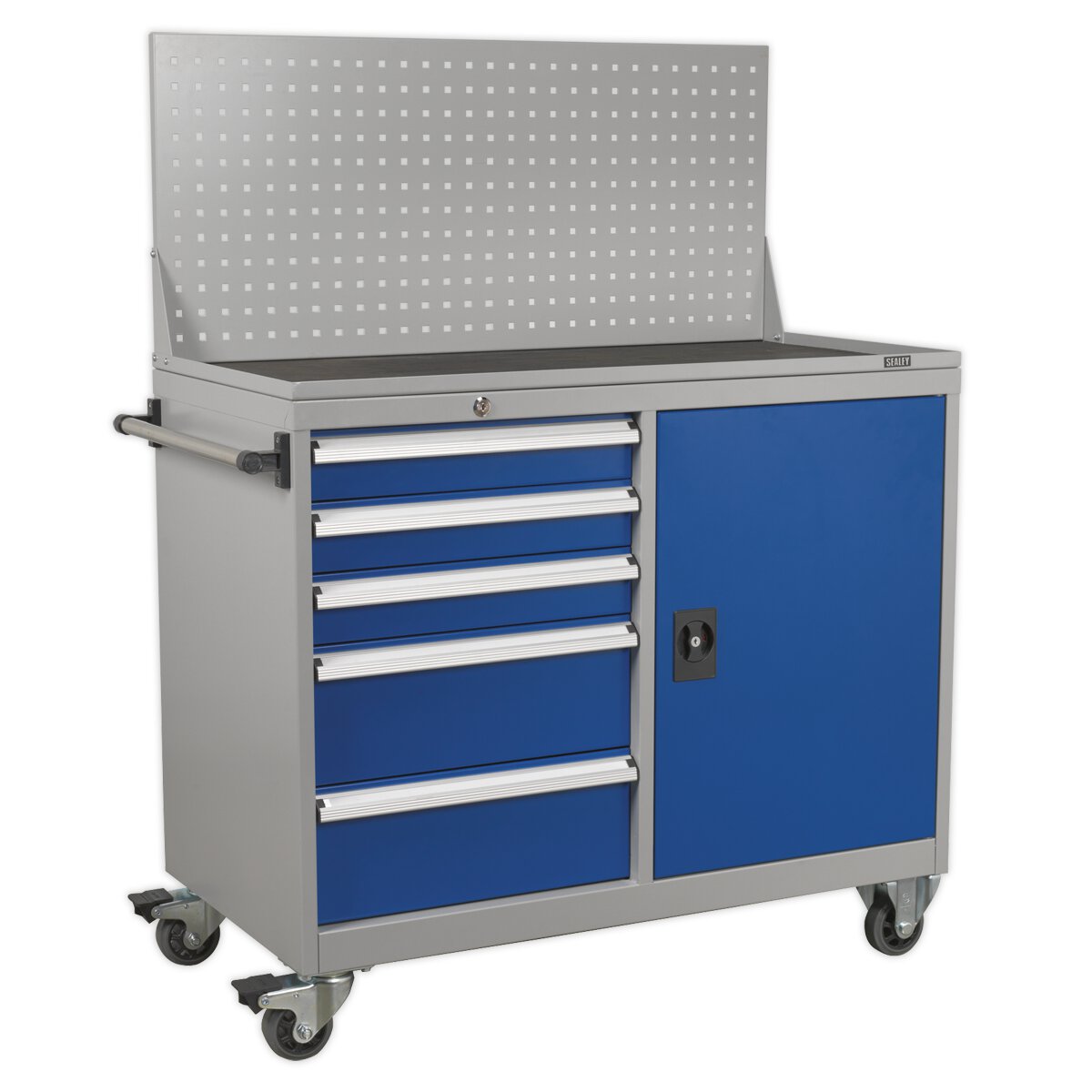 Industrial Mobile Workstation 5 Drawer & 1 Shelf Locker