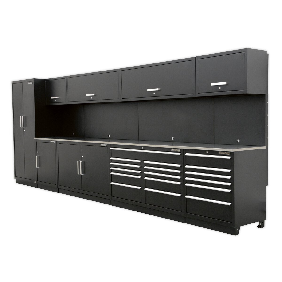 Complete Modular Workshop Storage Combination - Stainless Steel Worktop