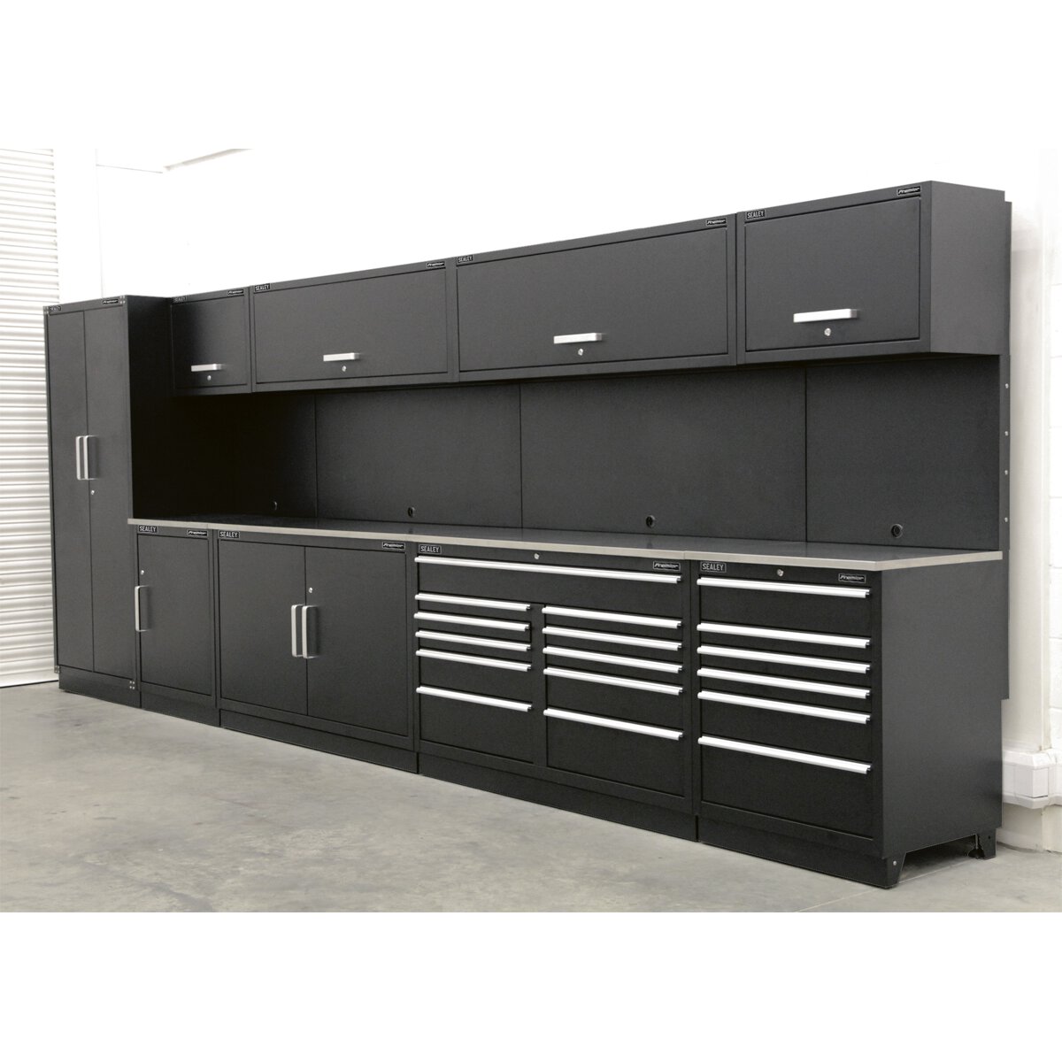Complete Modular Workshop Storage Combination - Stainless Steel Worktop