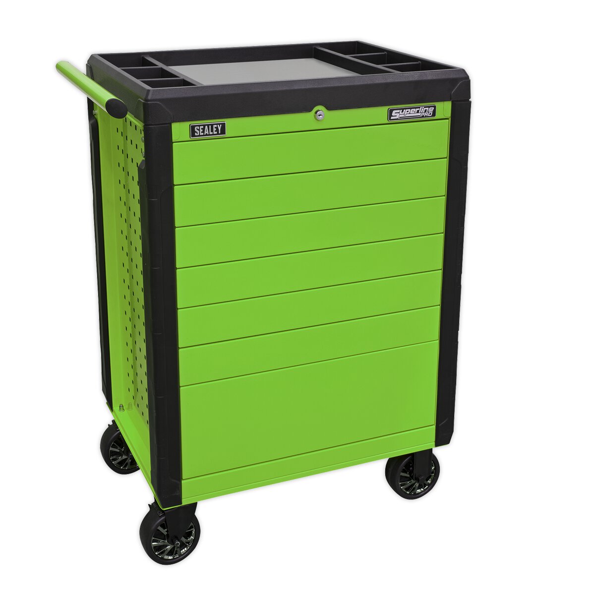 Rollcab 7 Drawer Push-To-Open Hi-Vis Green