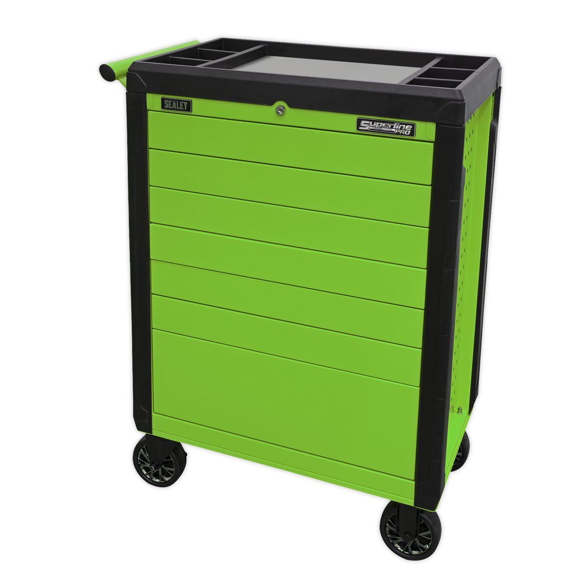 Rollcab 7 Drawer Push-To-Open Hi-Vis Green