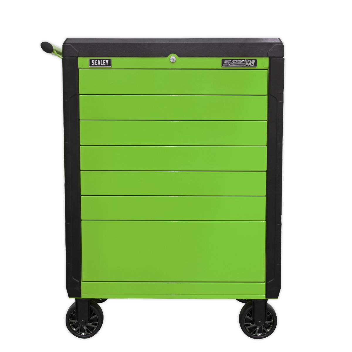 Rollcab 7 Drawer Push-To-Open Hi-Vis Green
