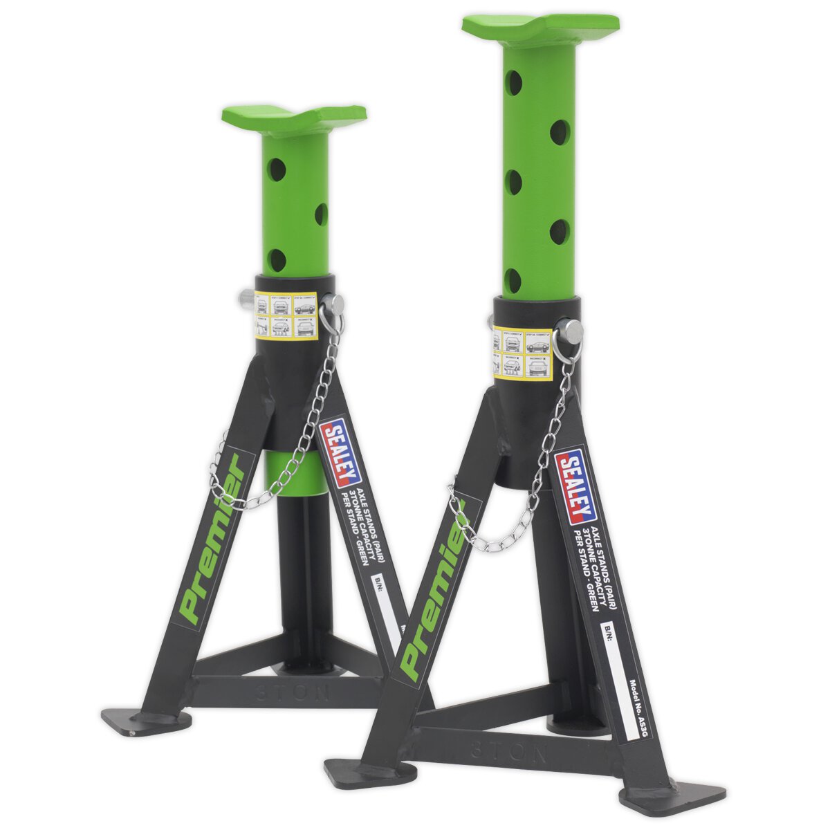 Axle Stands (Pair) 3tonne Capacity per Stand Green