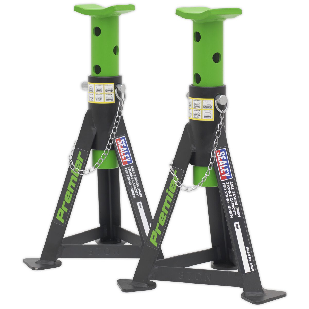 Axle Stands (Pair) 3tonne Capacity per Stand Green