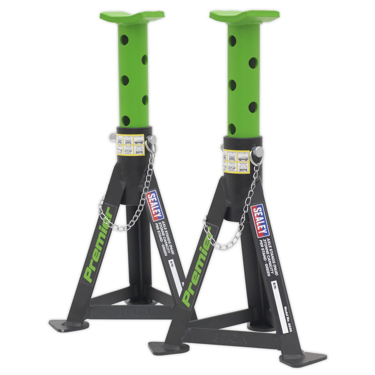 Axle Stands (Pair) 3tonne Capacity per Stand Green