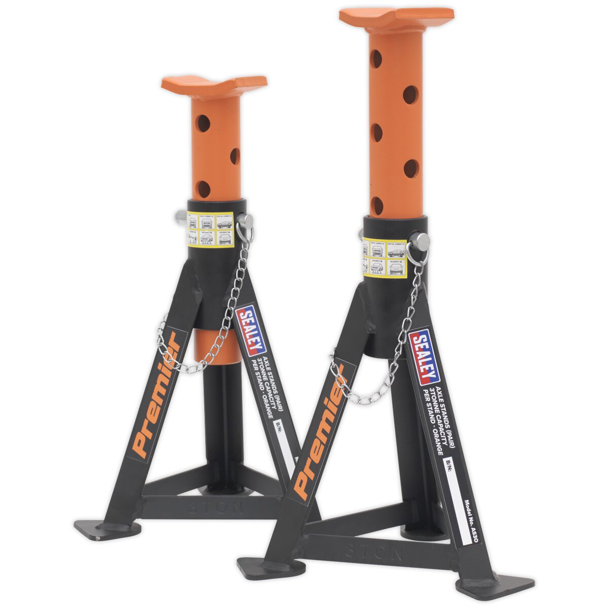 Axle Stands (Pair) 3tonne Capacity per Stand Orange