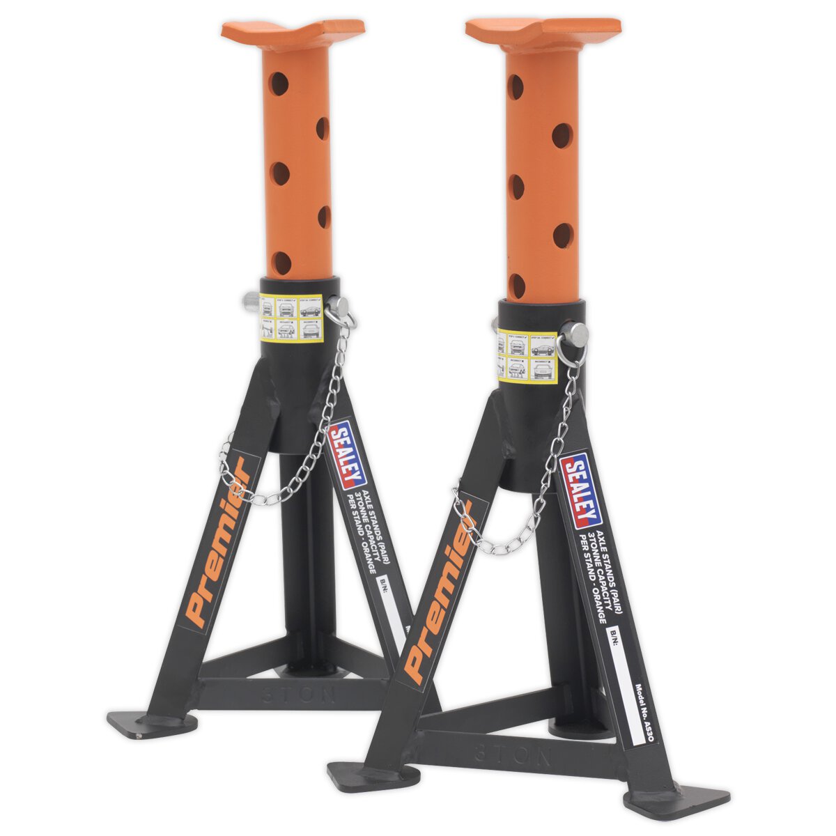 Axle Stands (Pair) 3tonne Capacity per Stand Orange
