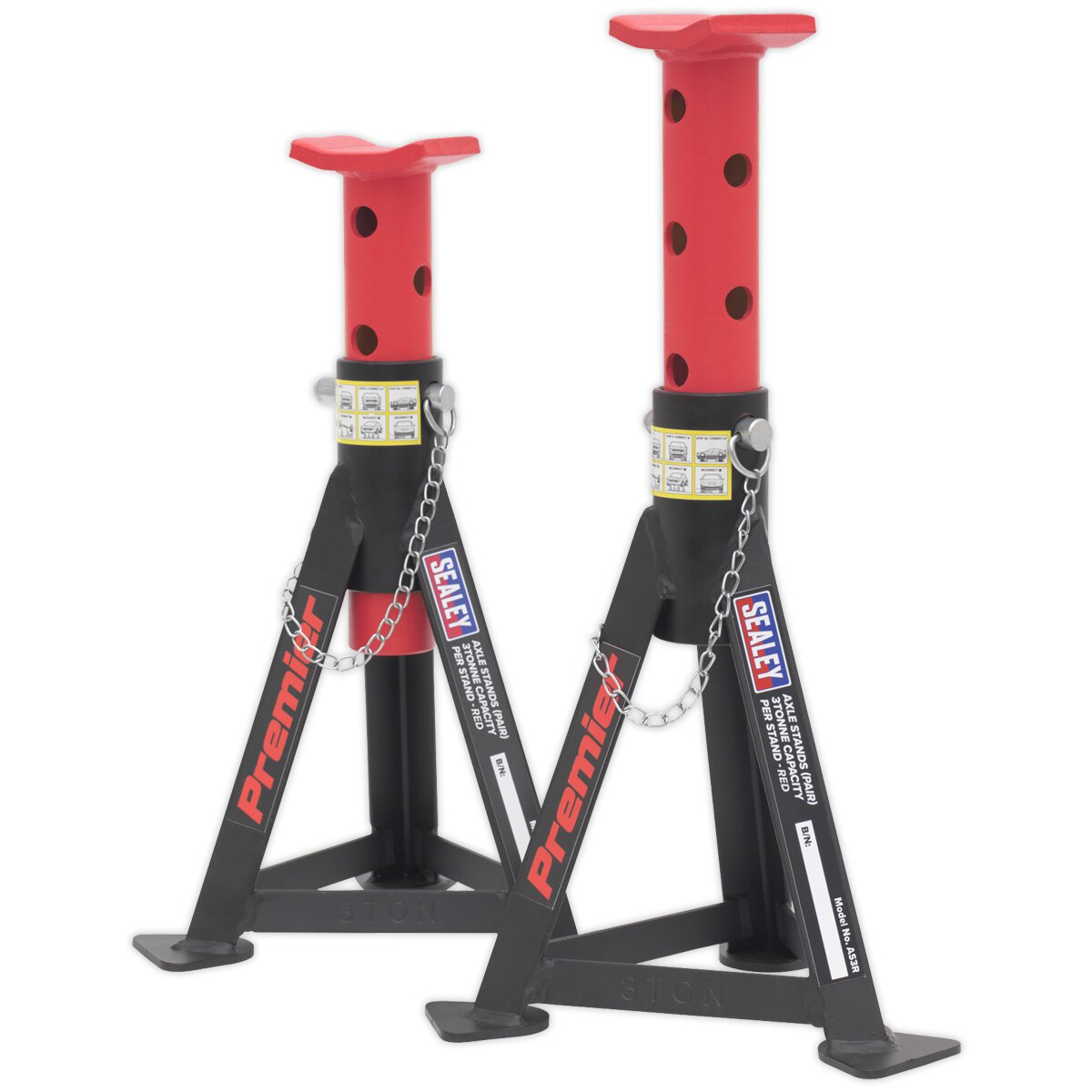 Axle Stands (Pair) 3tonne Capacity per Stand - Red
