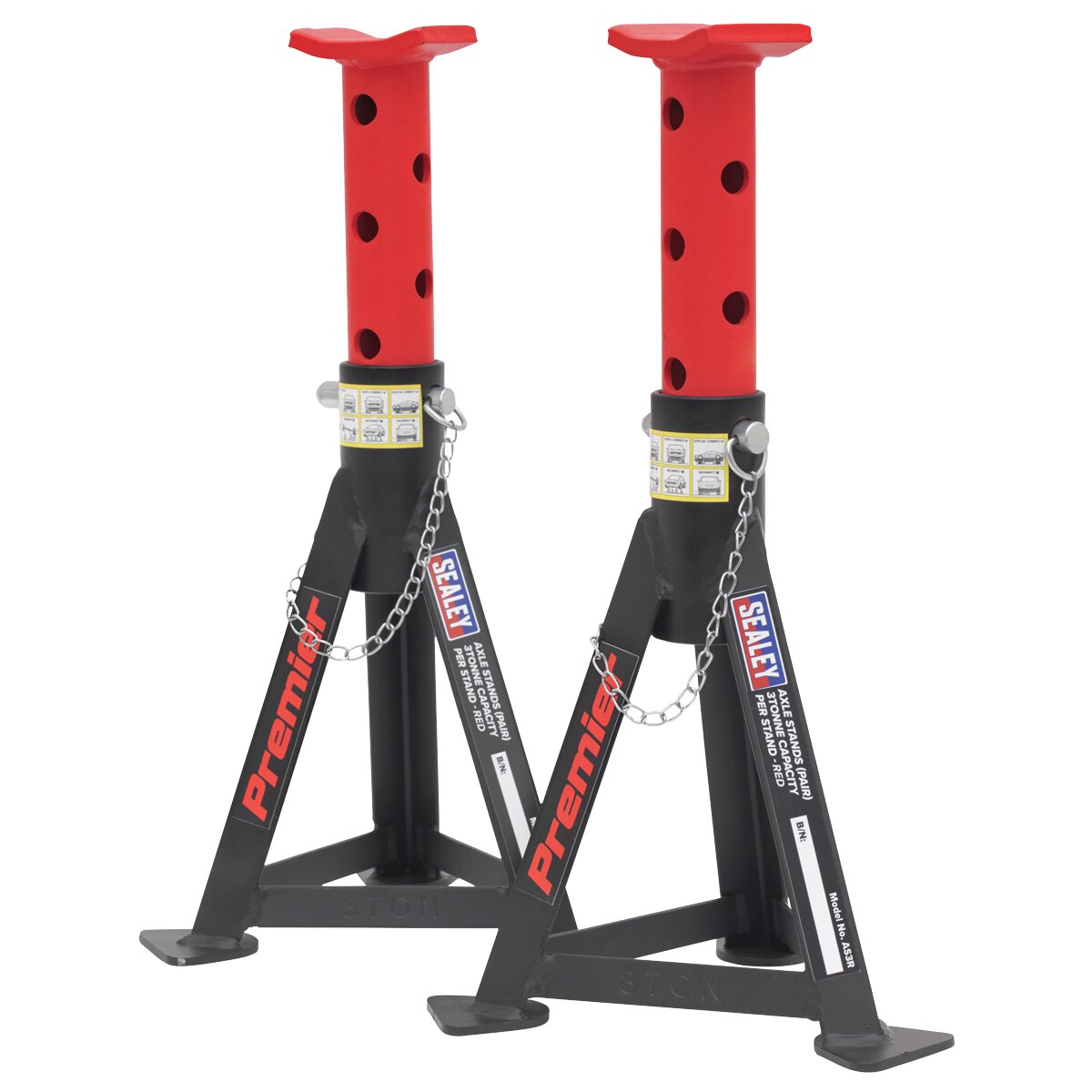 Axle Stands (Pair) 3tonne Capacity per Stand - Red