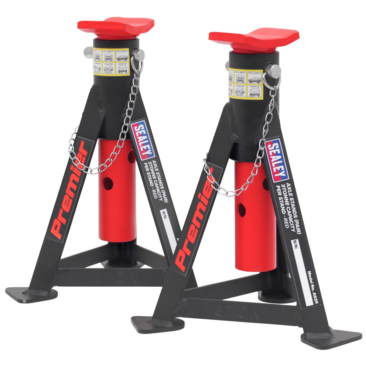 Axle Stands (Pair) 3tonne Capacity per Stand - Red