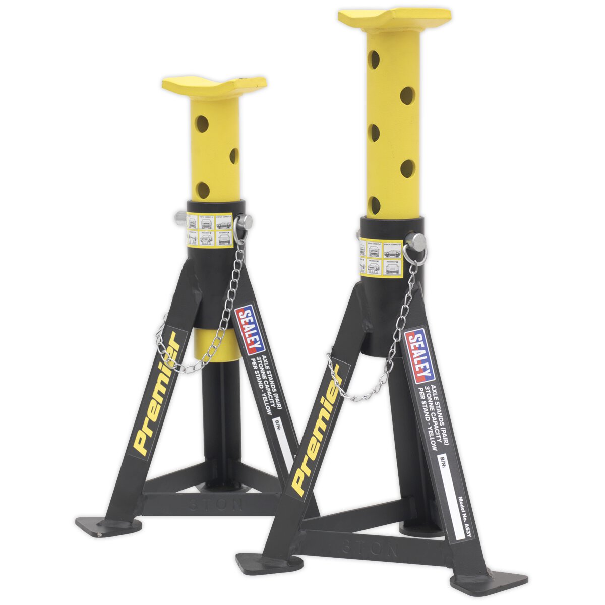 Axle Stands (Pair) 3tonne Capacity per Stand Yellow