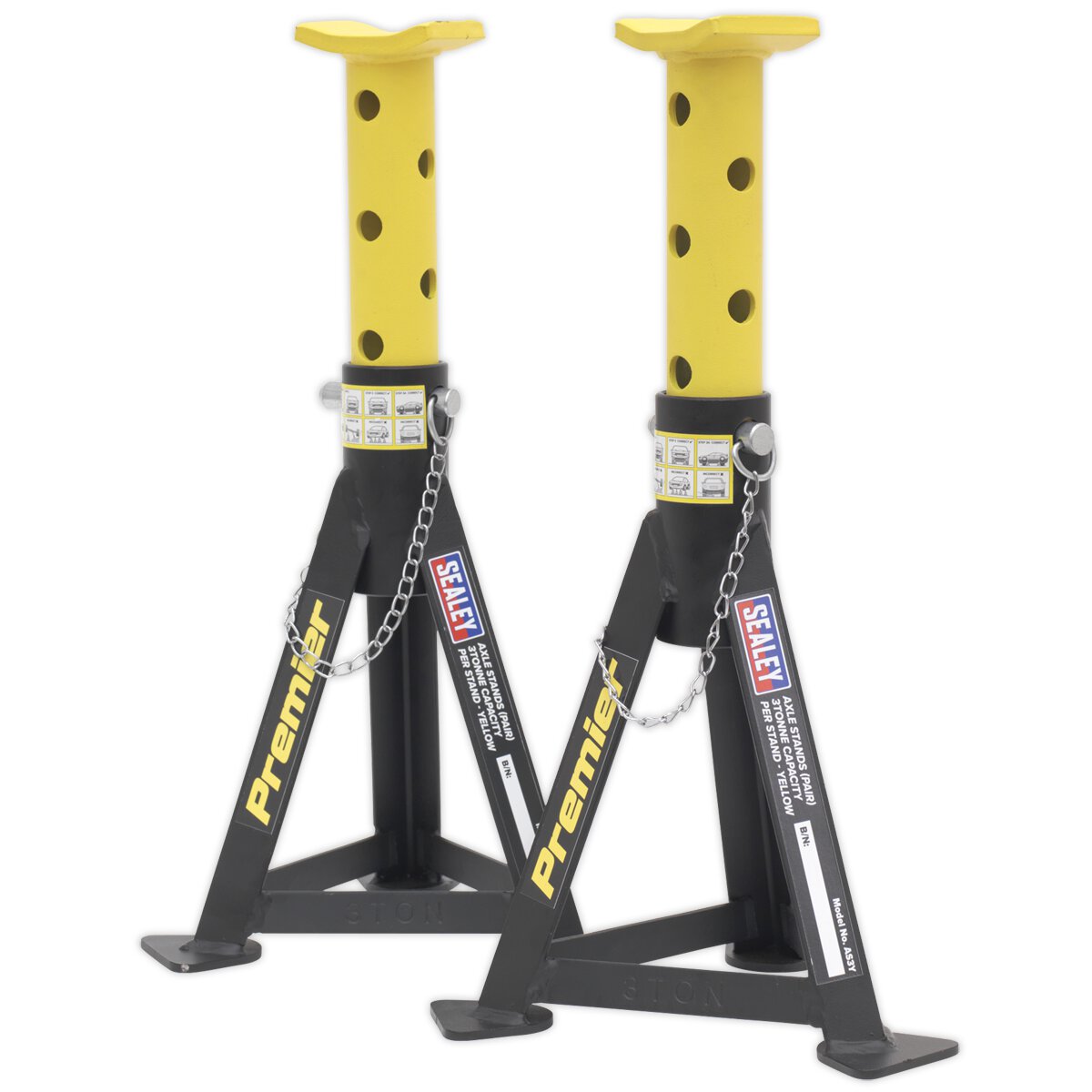 Axle Stands (Pair) 3tonne Capacity per Stand Yellow