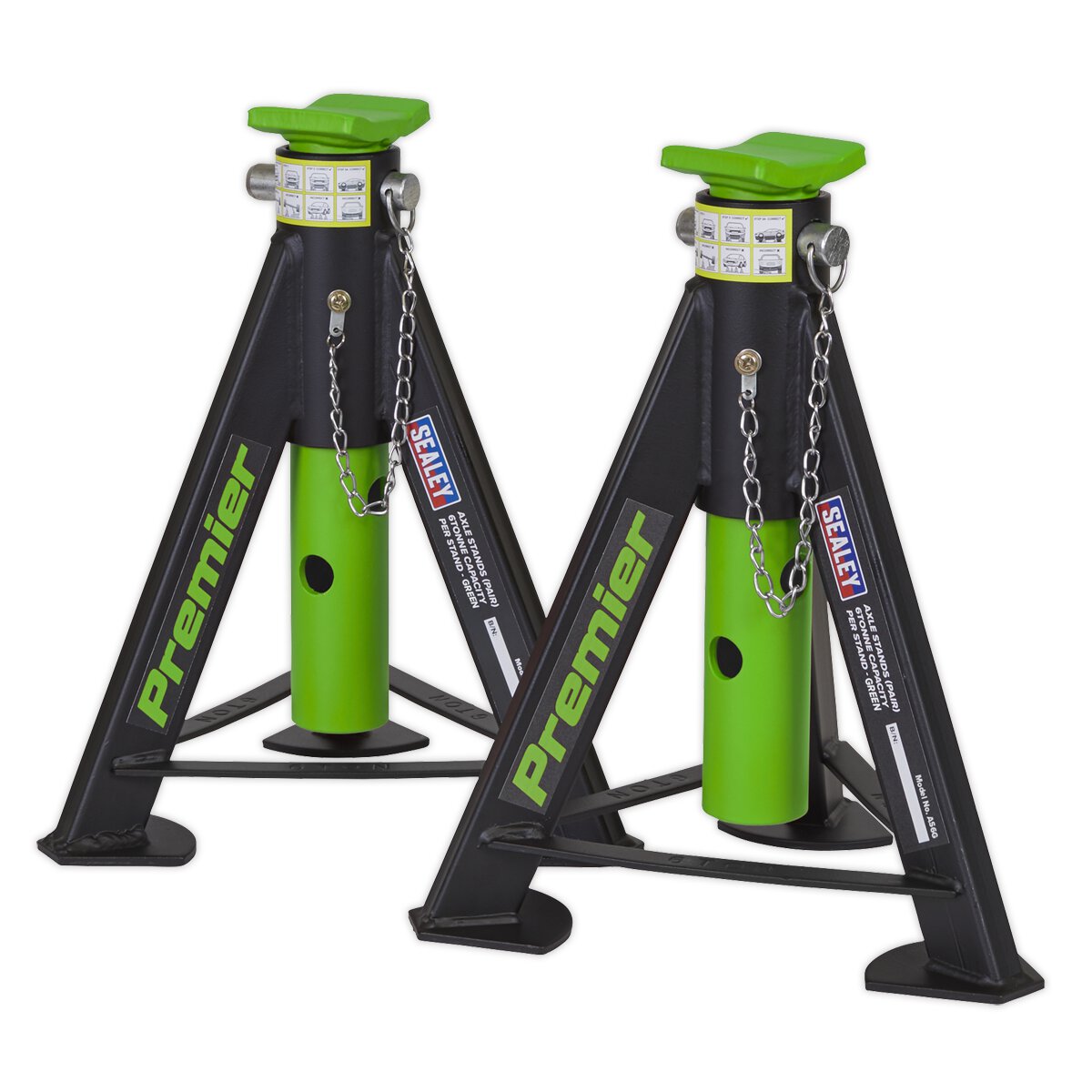 Axle Stands (Pair) 6tonne Capacity per Stand - Green