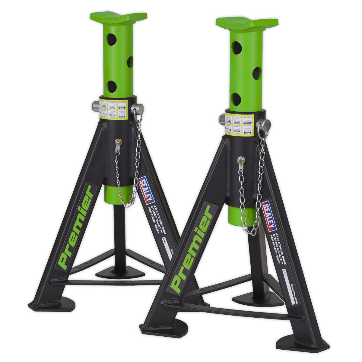 Axle Stands (Pair) 6tonne Capacity per Stand - Green