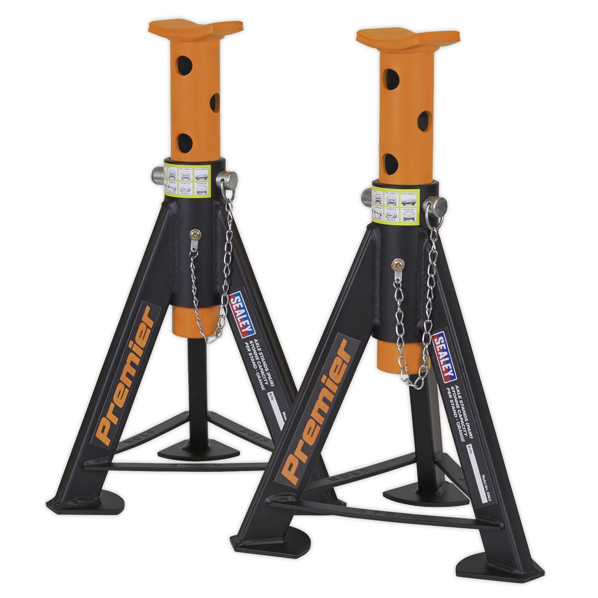 Axle Stands (Pair) 6tonne Capacity per Stand - Orange