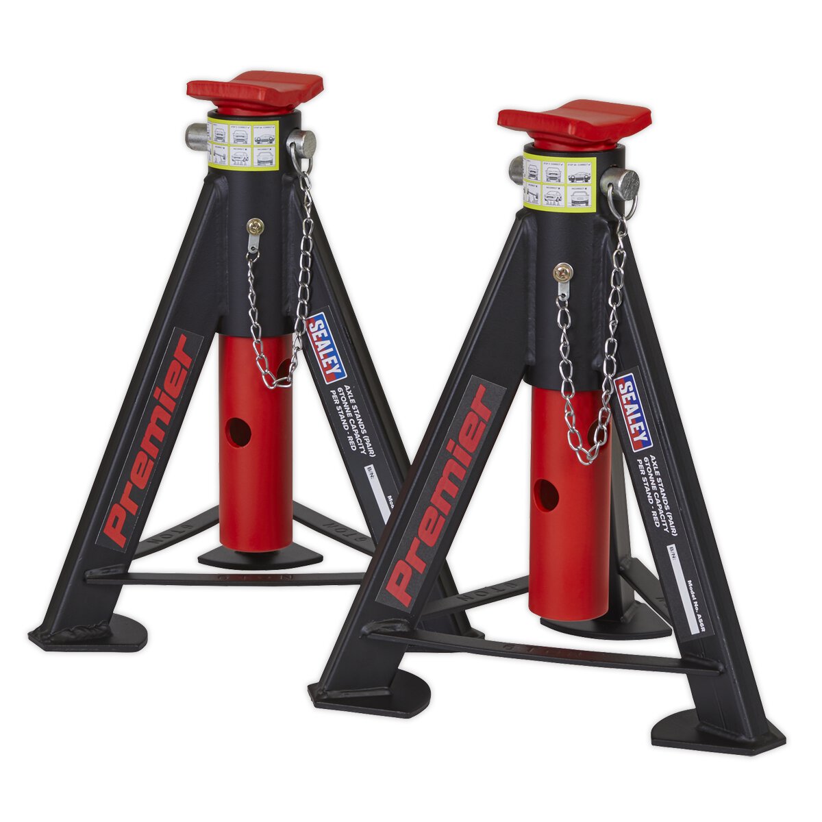 Axle Stands (Pair) 6tonne Capacity per Stand - Red