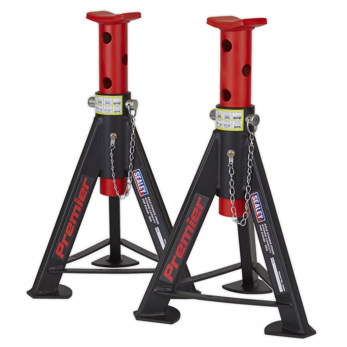 Axle Stands (Pair) 6tonne Capacity per Stand - Red